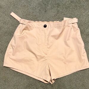 Zara beige hi waist adjustable flat front Shorts